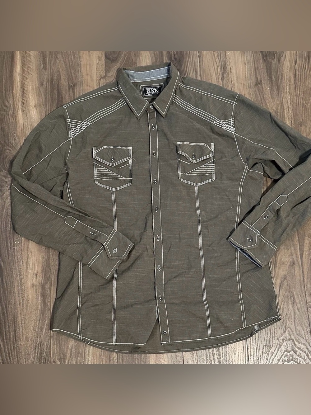 Buckle Black Athletic Fit Olive Button Down Shirt  2XL Long Sleeve